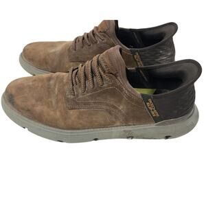 Skechers Garza Slip-In Shoes Mens Sz 12 Brown Leather Gervin Sneakers SN 205046